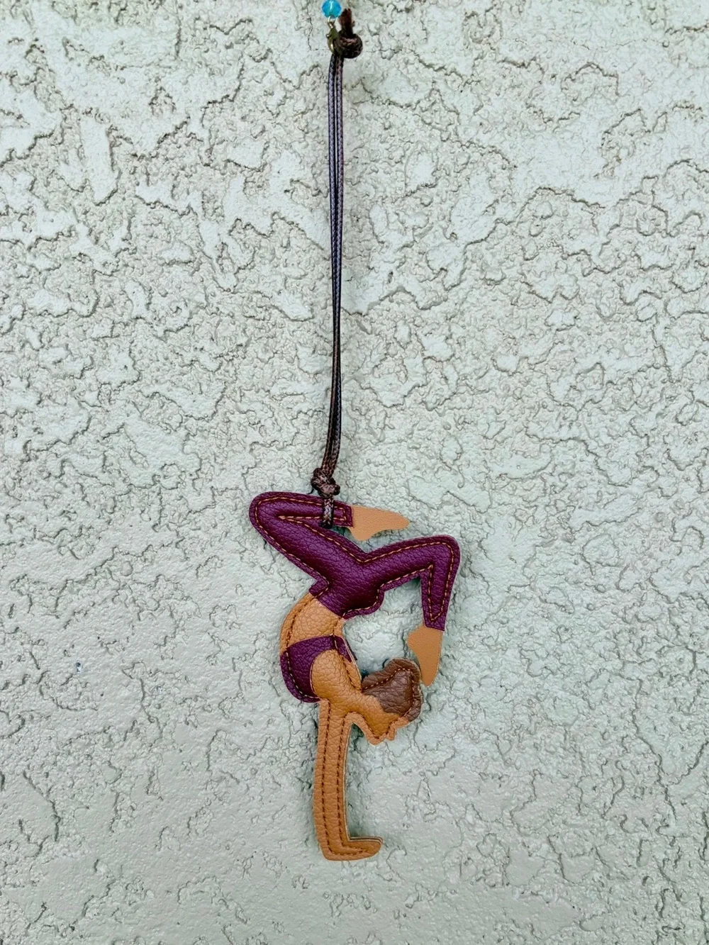Vegan Leather Acrobat/Yoga Bag Charm in Plum and Tan